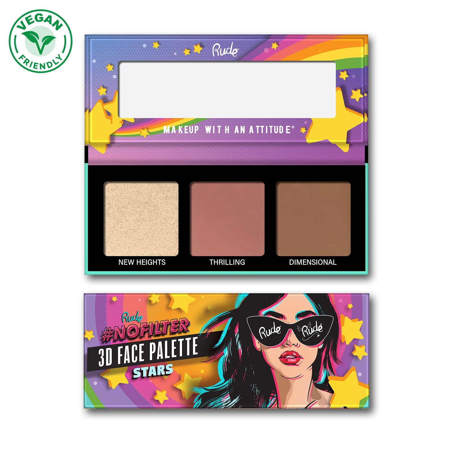 RUDE NOFILTER 3D FACE PALETTE