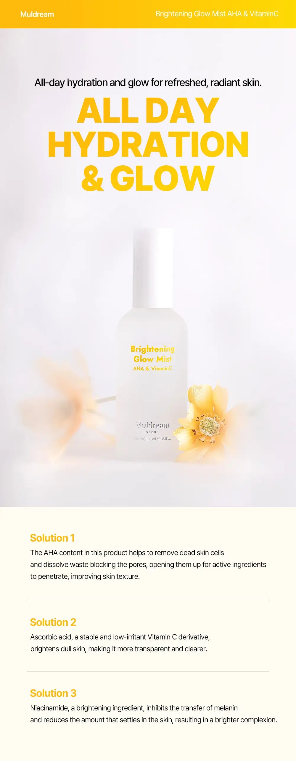 MULDREAM Brightening Glow Mist with AHA & Vitamin C