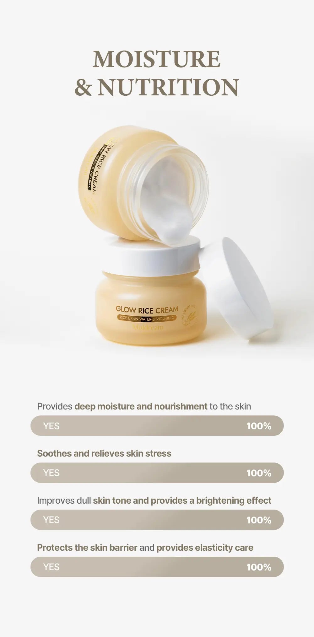MULDREAM Glow Rice Cream with Rice Bran Water & Vitamin C