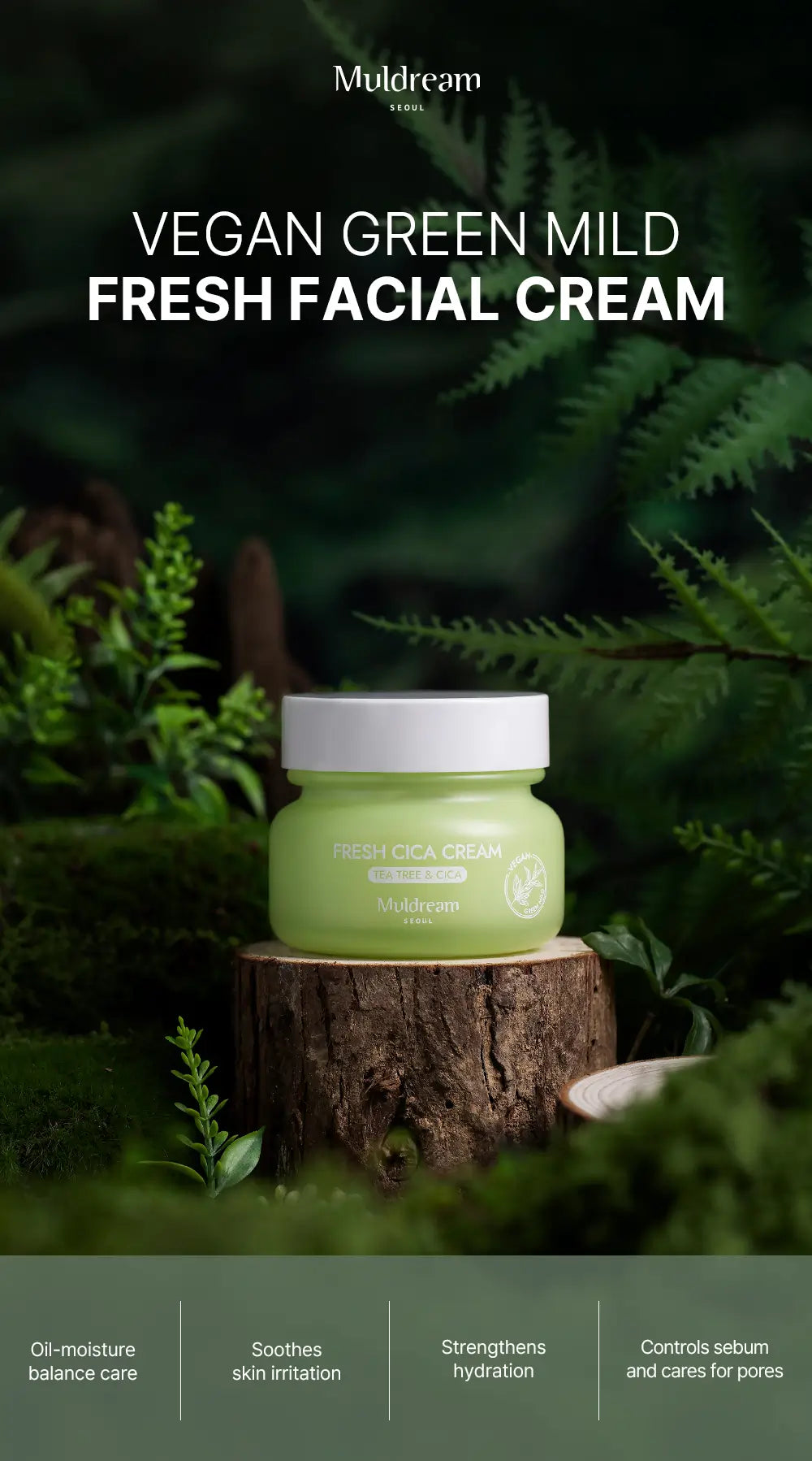 MULDREAM Vegan Green Mild Fresh Facial Cream