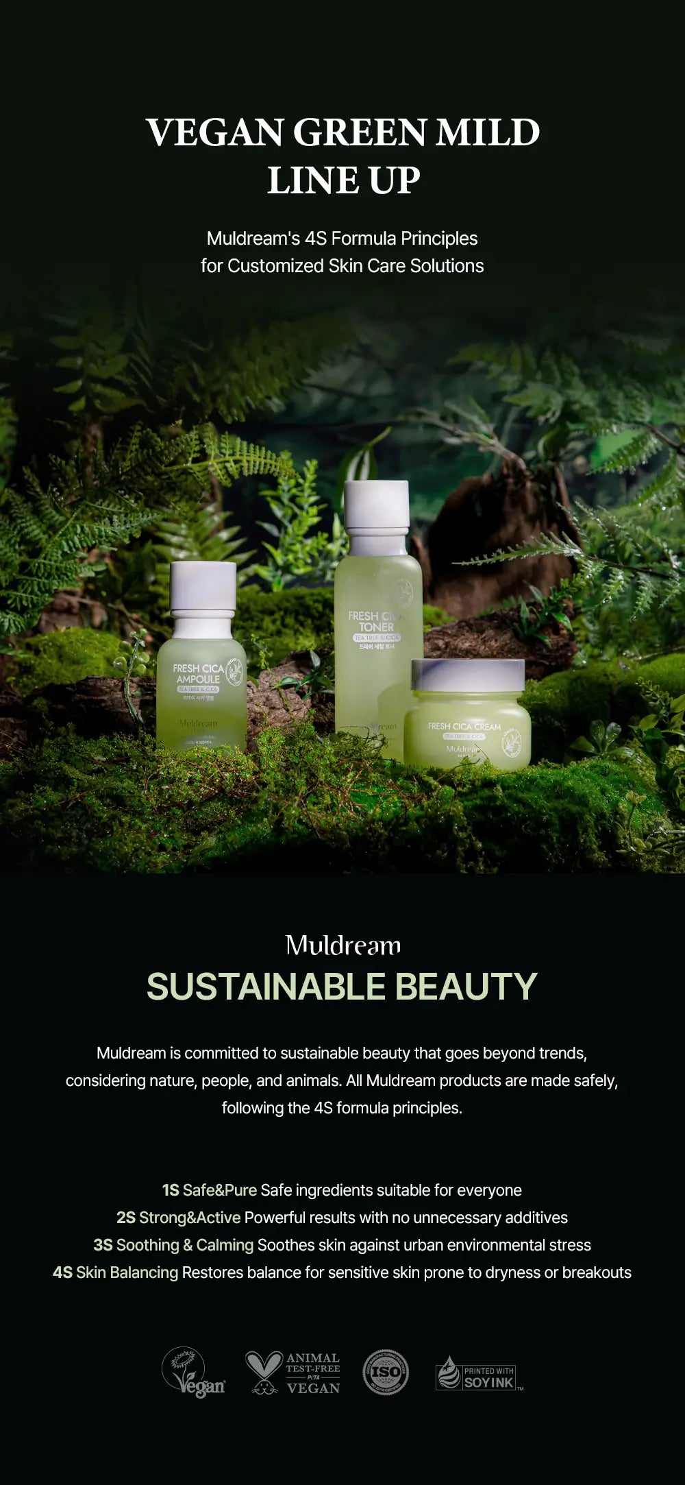 MULDREAM Vegan Green Mild Fresh Facial Cream