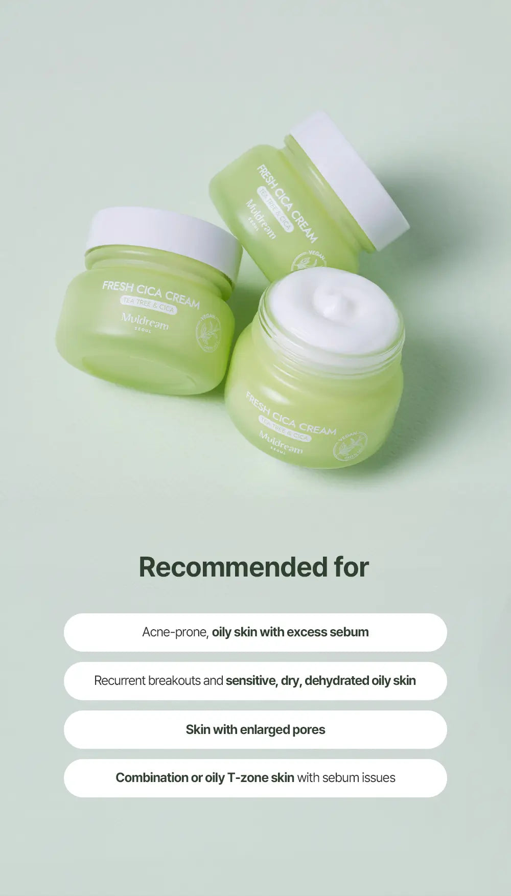 MULDREAM Vegan Green Mild Fresh Facial Cream