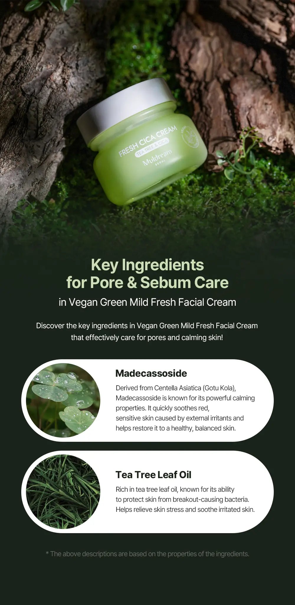 MULDREAM Vegan Green Mild Fresh Facial Cream