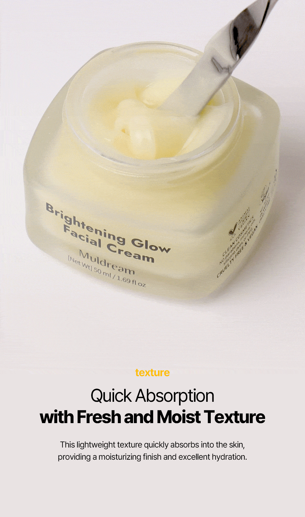 MULDREAM Brightening Glow Facial Cream with AHA & Vitamin C