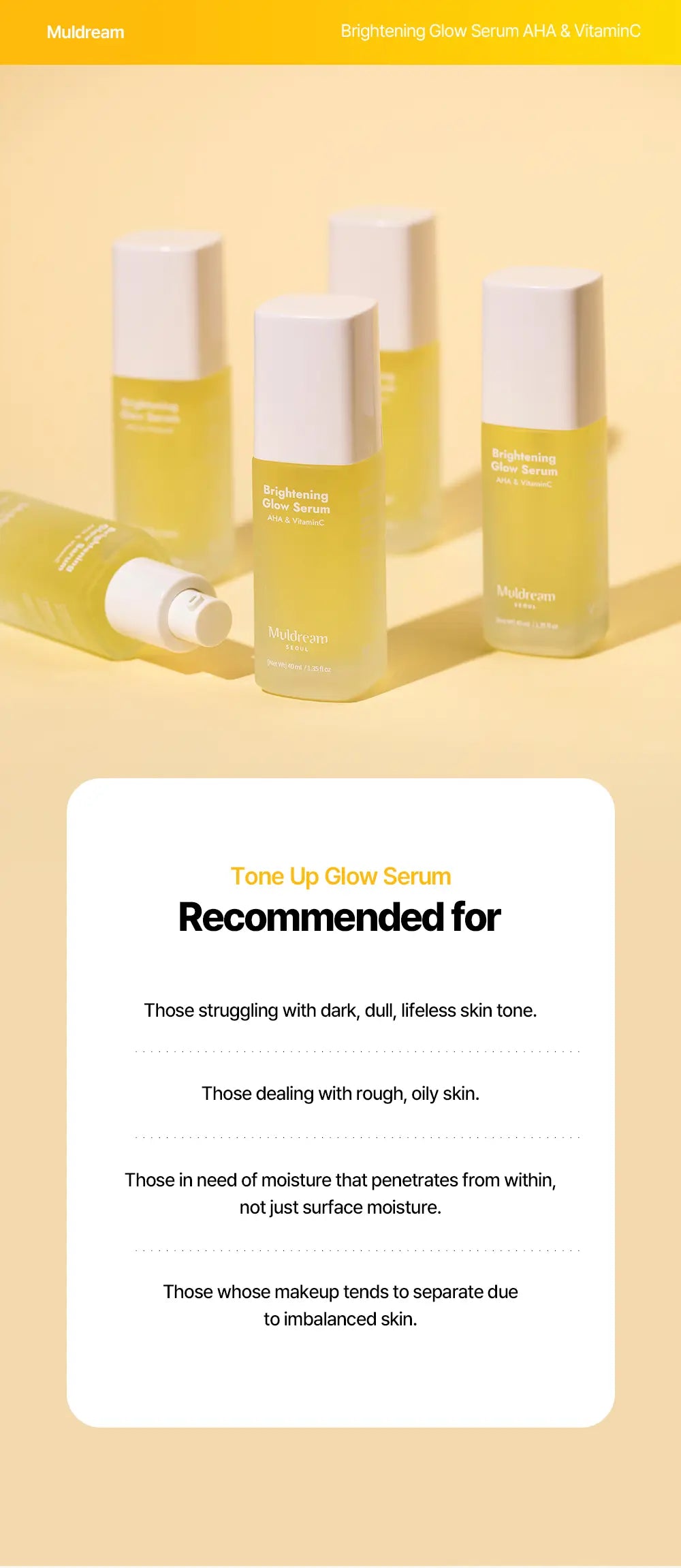 MULDREAM Brightening Glow Serum with AHA & Vitamin C
