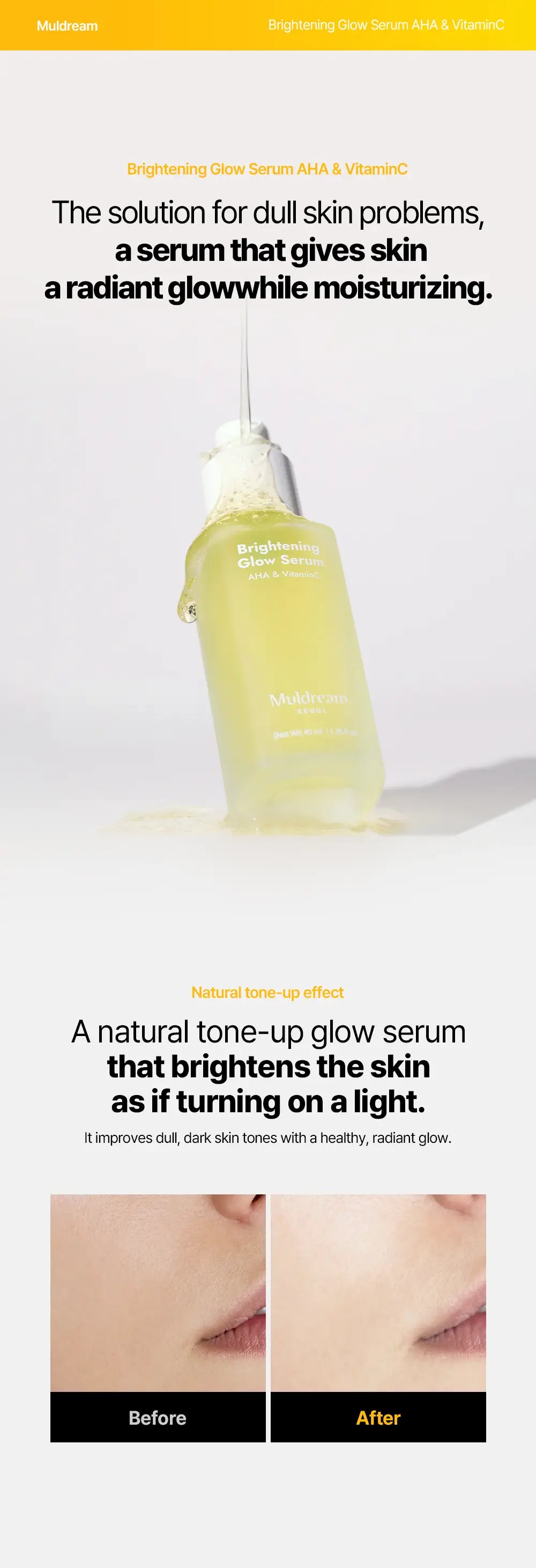MULDREAM Brightening Glow Serum with AHA & Vitamin C
