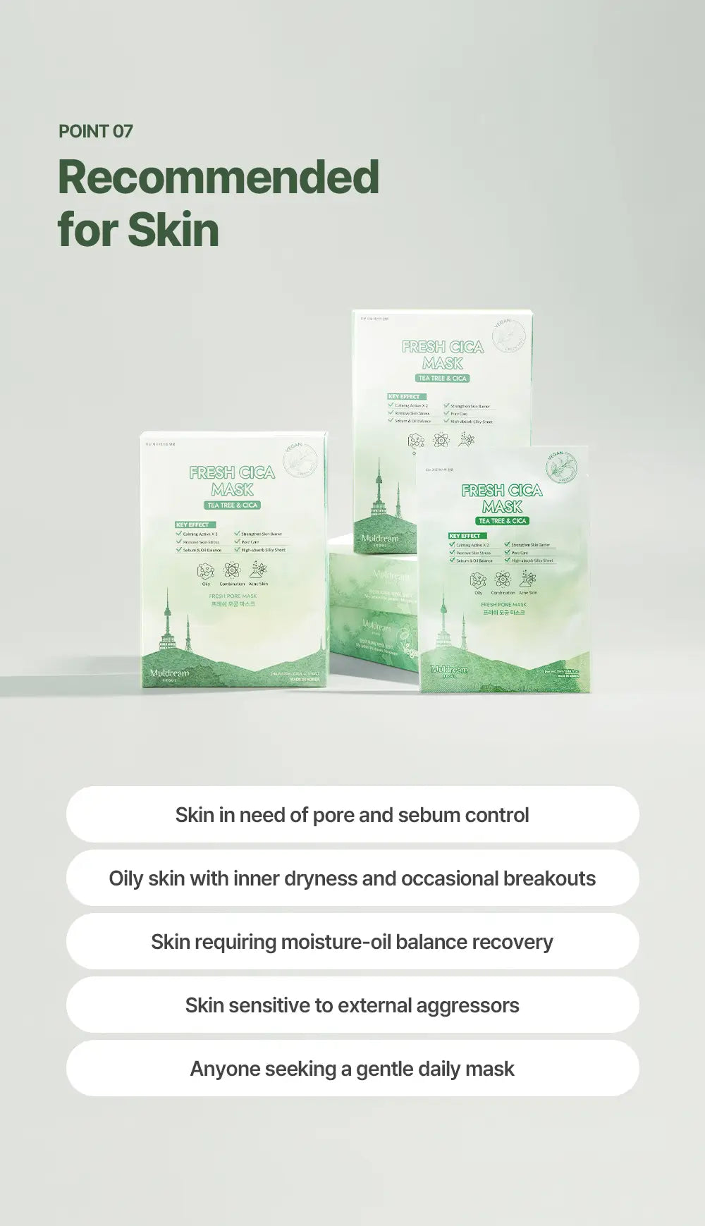 MULDREAM Vegan Green Mild Tea Tree Pore Mask